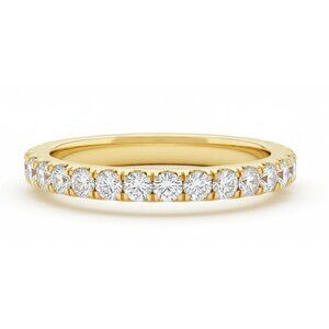 Genuine 1.0 Cts Diamond Half Eternity Ring Solid 14k Yellow Gold
